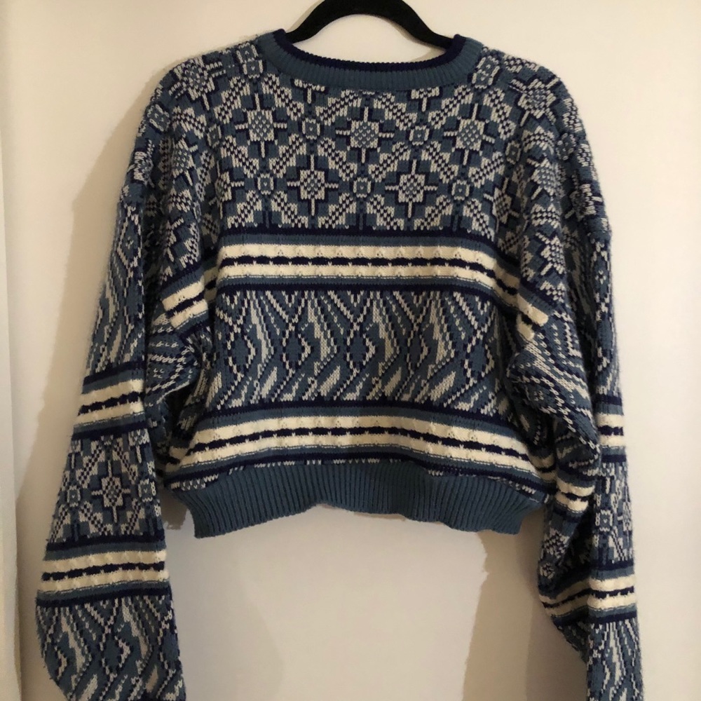 Vintage Cropped Patterned Sweater - image 3